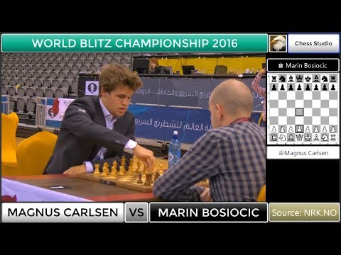 MAGNUS CARLSEN VS MARIN BOSIOCIC | WOLRD BLITZ CHAMPIONSHIP 2016