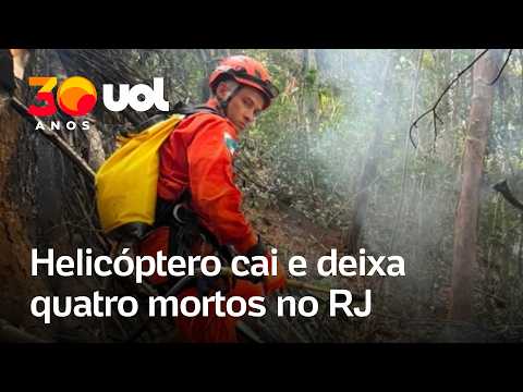 Helicóptero cai e deixa quatro mortos em mata na zona norte do Rio