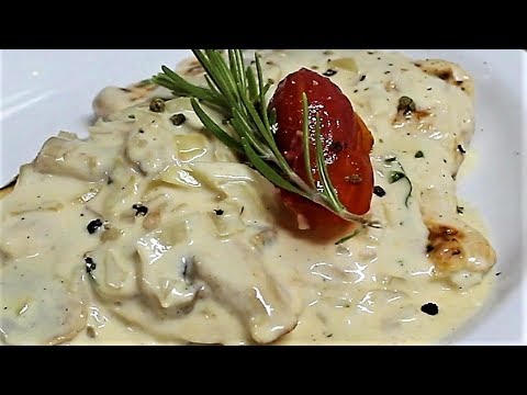 Chicken a la Cream. Cooking Chicken with Mushrooms and Cream