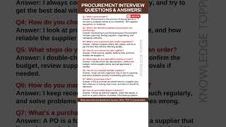 Procurement Interview Questions and Answers | Procurement Job Interview Questions and Answers