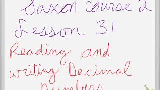 Saxon course 2 Lesson 31