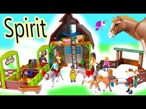 , title : 'NEW Horse Barn +  Horses Sets ! Spirit Riding Free Playmobil Sets - Video'