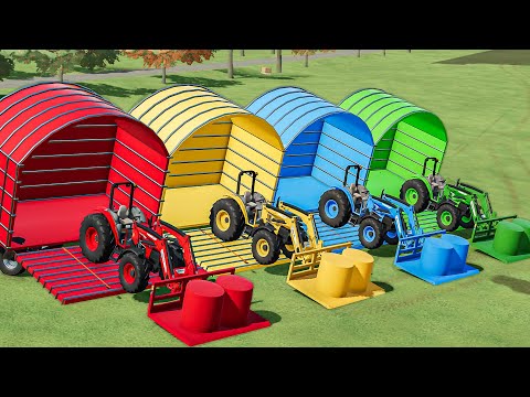 Mini Tractor of Colors! Transport LANDINI Tractors with Mobil Garage to Bale Sell Point! FS22