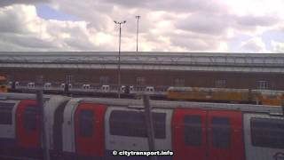 preview picture of video '100mph Central Line train pass / Trains at Ruislip Depot.'