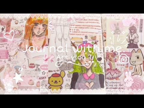 journal with me ೃ࿔₊•|| art vlog || productive vlog, drawing, stickers.