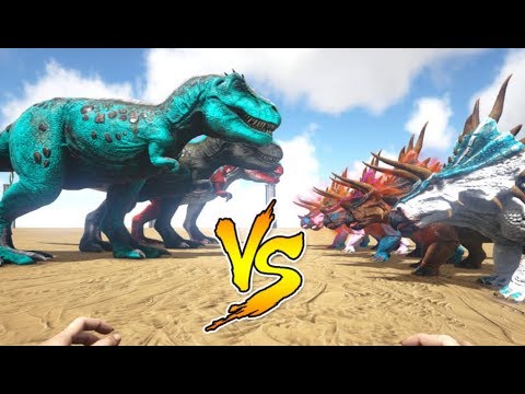 T-REX VS TRICERATOPS (ARK: Survival Evolved) DINOSAURS FOR KIDS - DINOSAUR GAME