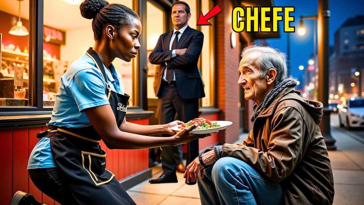 GARÇONETE ajuda MENDIGO FAMINTO e é DEMITIDA por CHEFE CRUEL