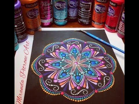 Paint a Mandala on Canvas with Miranda Pitrone Art ~ Dot Art using Dotting Tools w/ intro to brushes