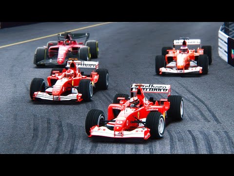 Ferrari F1 2022 F1-75 vs Ferrari F1 2002 - 2003 - 2004 at Monza