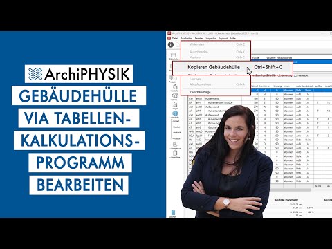 Gebäudehülle via Zwischenablage und Tabellenkalkulationsprogramm bearbeiten | ArchiPHYSIK Einsicht