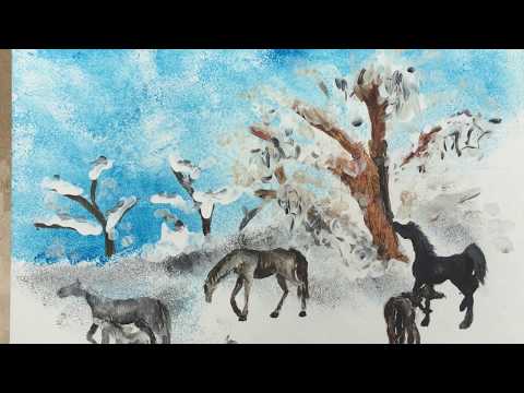 Snow Brumbies - Time-lapse acrylic painting by Jessica Tai