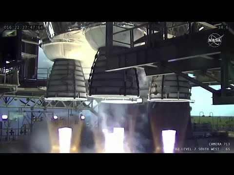 美國宇航局的波音月球火箭在測試中縮短了時間。 (NASA's Boeing moon rocket cuts short in test)