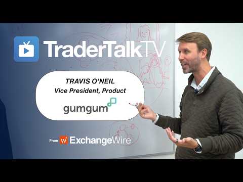 Shot of Travis O'Neil, Vice President of Product at GumGum, at the ExchangeWire whiteboard for an episode of TraderTalkTV.