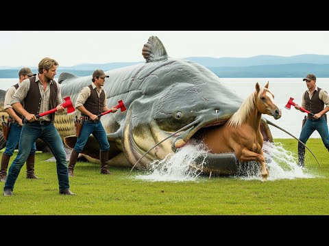 Heroic Rescue Team Saves Helpless Mother Horse from a Ravenous Giant Catfish 🐴🐟