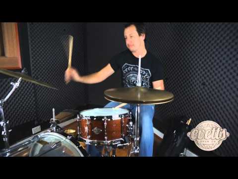 Evetts 14x6.5 Jarrah Ply Snare Drum, Natural High Gloss