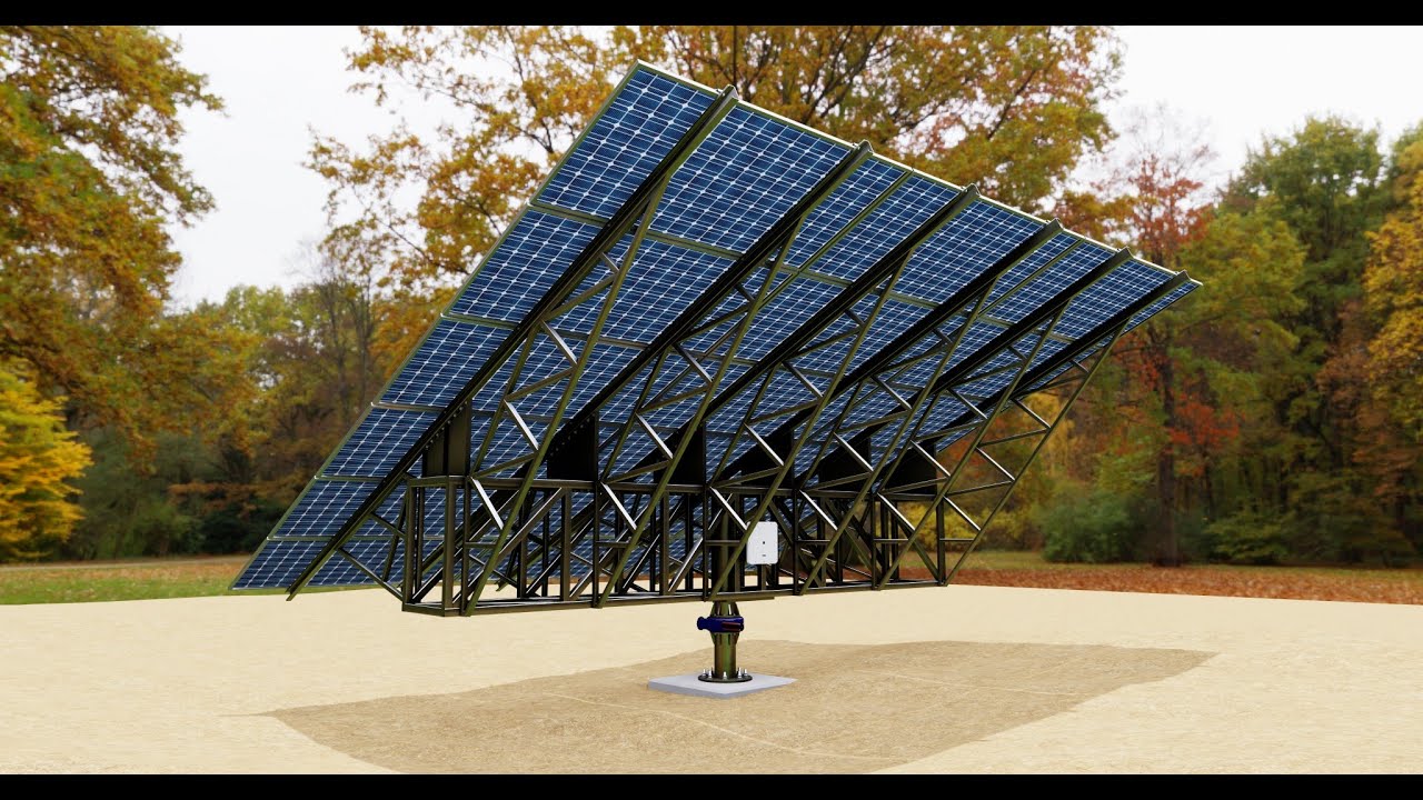 Solar Tracking Pole-3x6 Panel Layout-Single Table 3D Model