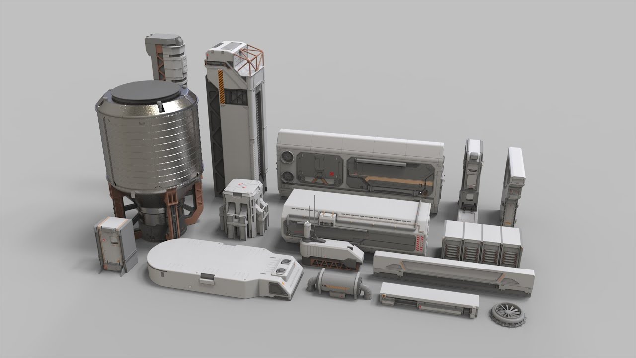 साइंस-फिक्शन आर्किटेक्चर किटबैश 10 3D मॉडल