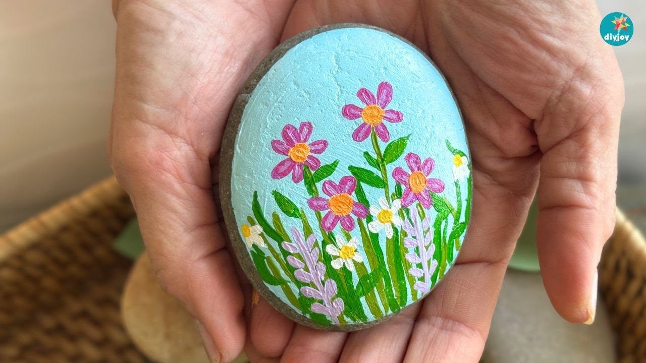 Easy Flower Rock Painting Idea | How to Paint Flowers on Rocks