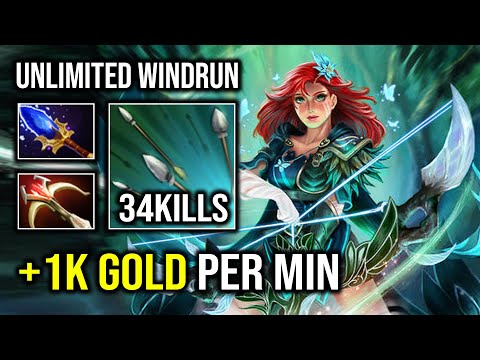 Unlimited Invisible Windrun 100% Unkillable 1 Score Per Min OP Windranger Dota 2