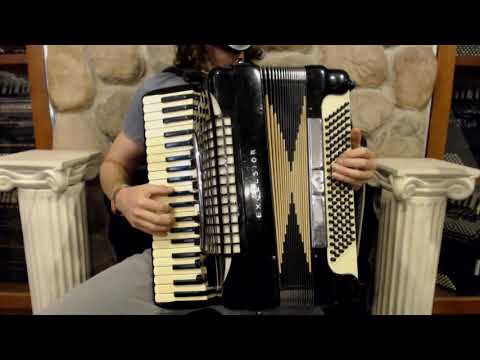 3202 - Black Excelsior Symphony Piano Accordion LMMM 41 120 $1999