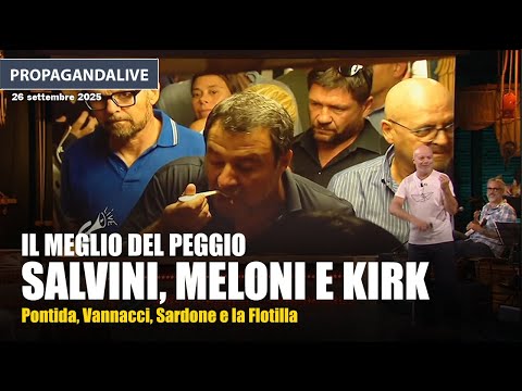 Propagandalive, il meglio del peggio: Pontida, Salvini, Kirk, Meloni e Flotilla