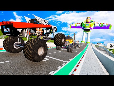 MONSTER TRUCK CARS JUMP DISTANCE TEST in BeamNG.Drive