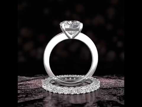 925 Sterling Silver Bridal Sets CZ Wedding Rings Shining Engagement Ring Set