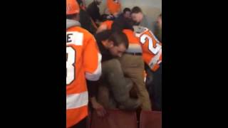 Flyers and Rangers Fan Fight At Wells Fargo Center pt 1