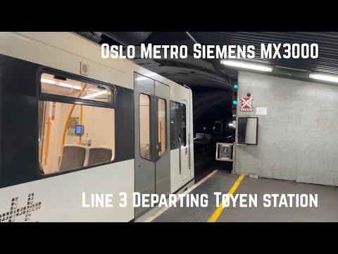 Oslo Metro (Ruter) MX3000 departing Tøyen station on the line 3 Mortensrud