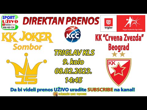 KK "JOKER" Sombor - KK "Crvena Zvezda" Beograd,  TRIGLAV KLS  - UŽIVO