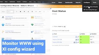 Monitor a website using a configuration wizard