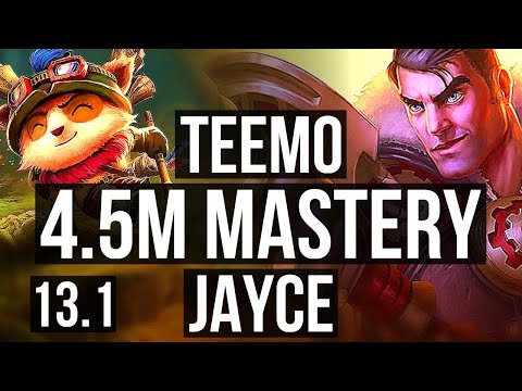 TEEMO vs JAYCE (TOP) | 4.5M mastery, Rank 5 Teemo, 1500+ games, 3/1/4 | EUW Grandmaster | 13.1