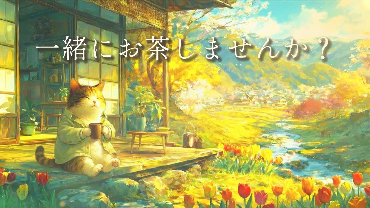 小春日和の縁側で。ねこと過ごす優しいティータイム。春のフルートとピアノ【作業用・リラックス用BGM】