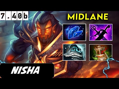 Nisha Ember Spirit Midlane - Dota 2 Patch 7.40b Pro player Full Gameplay