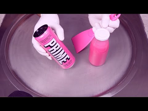 PRIME Ice Cream Rolls | how to make Energy Drink  Strawberry & Watermelon PRIME ASMR  - 30°c