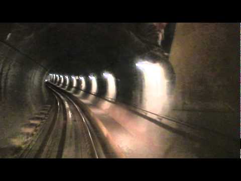 Cab view of  the underground rail track of SkyTrain, Expo Line, in Vancouver