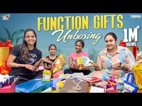 Gifts Unboxing || Ashritha Half Saree Function || @Mahishivan   || Tamada Media