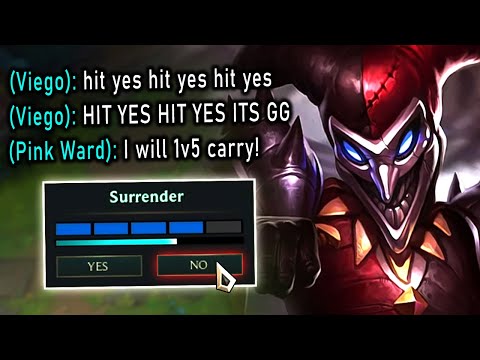 My WHOLE Team wanted to FF 15, so I Stalled the Game Out and CARRIED!! - Pink Ward Shaco