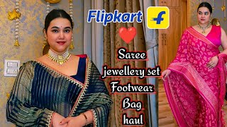 Flipkart Wedding wear Saree, jewellery set, Bag & Footwear haul @PoojaRikichoyal 