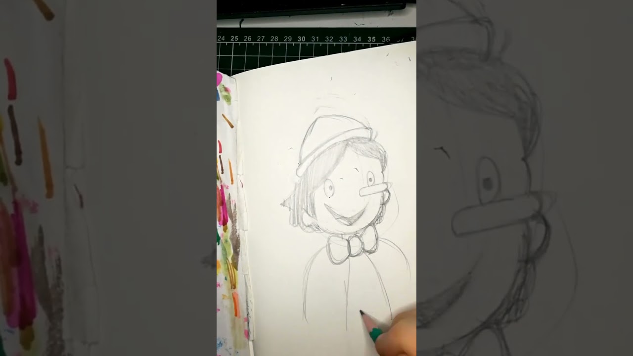 SKETCHING PINOCCHIO FROM ADVENTURES OF PINOCCHIO ANIME #shorts