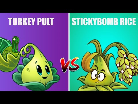 Plants vs Zombies 2 Turkey Pult VS Stickybomb Rice Max Level PvZ 2