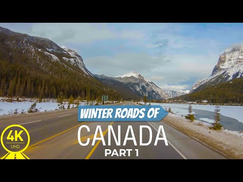 Winter Roads of Canada - 4K Scenic Drive Video for Treadmill Exercising | In-Door Cycling - Part #1