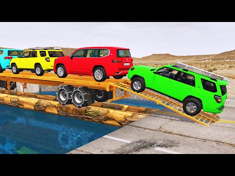 Toyota-Autos gegen Zug | Truck Man Pritsche gegen Zug Beamng.drive 098
