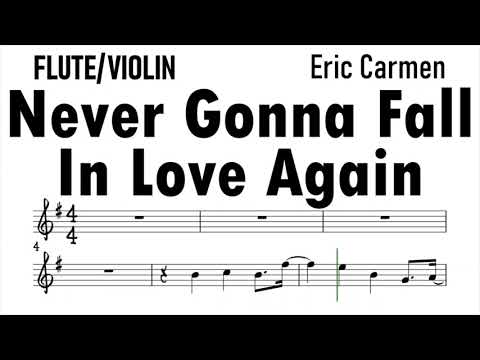 Never Gonna Fall In Love Again Flute Violin Sheet Music Backing Track Play Along Partitura