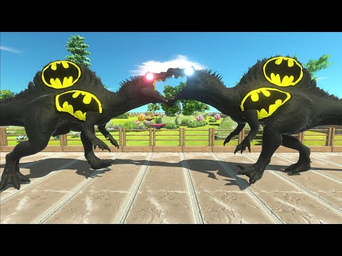 BATMAN T-REX vs BATMAN T-REX DEATH FALL - Animal Revolt Battle Simulator | Jurassic World Evolution