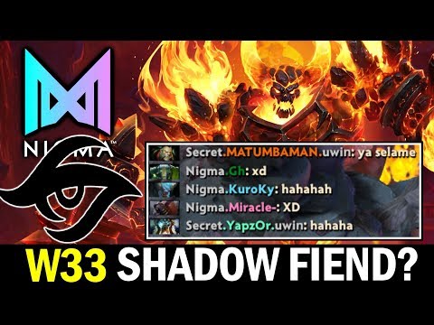 W33 Shadow Fiend & FUNNY ENDING — NIGMA vs SECRET Dota 2
