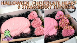 Halloween Chocolate Breakable Heart and Strawberries | Step By Step Tutorial