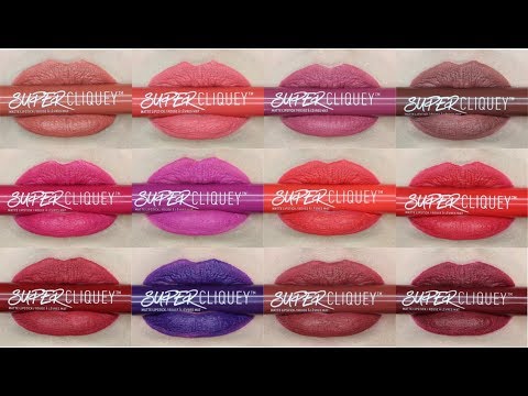 NYX SUPER CLIQUEY MATTE LIPSTICK LIP SHADE SWATCHES & REVIEW
