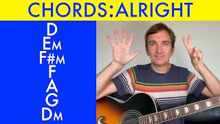 How to play Alright chords (By Supergrass) on acoustic guitar (Song with 7 chords)