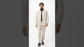 Men's Corduroy Shirt and Pants Walking Suit in Winter Cotton Fabric Casual in Color Shell Tan Sand Natural leisure Style video